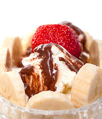 Image showing Ice Cream with Strawberries and Bananas