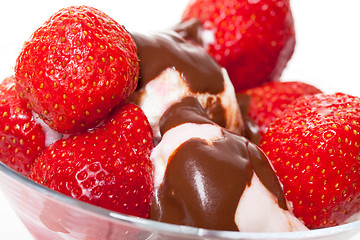 Image showing Ice Cream with Strawberries and Chocolate