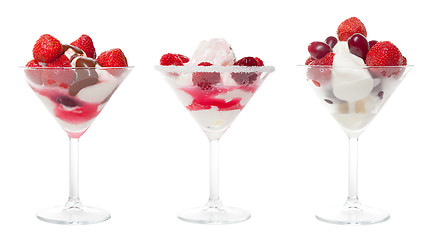 Image showing Three Cup Ice Cream with Berries