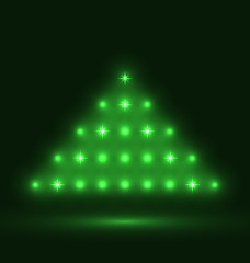 Image showing Abstract glowing christmas tree on black background