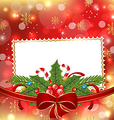 Image showing Greeting elegant card with Christmas decoration