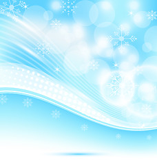 Image showing Christmas wavy background with snowflakes