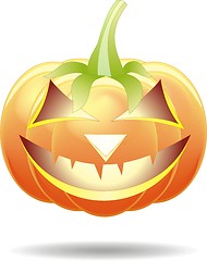 Image showing Scary Jack O Lantern halloween pumpkin with candle light inside 