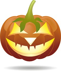 Image showing Scary Jack O Lantern halloween pumpkin with candle light inside 