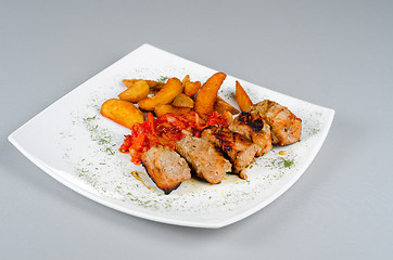 Image showing Grilled kebab pork meat