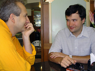 Image showing Two man at the restaurant