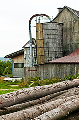 Image showing old barn with silo