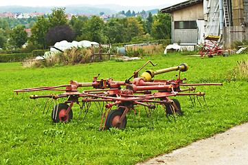 Image showing old hay turning machine