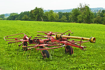 Image showing old hay turning machine