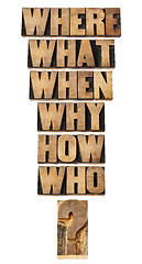 Image showing questions collage in wood type