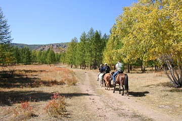 Image showing People riding horses