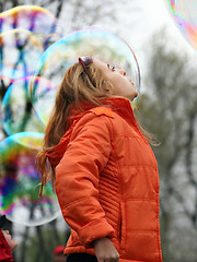 Image showing Girl with bubbles