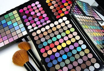 Image showing Make-up palette and brushes