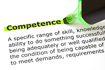 Image showing Competence highlighted in green