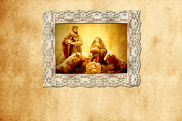 Image showing old Christmas card, holy family