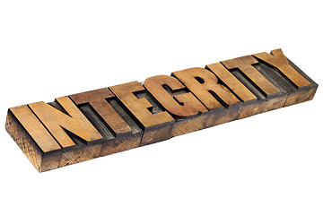 Image showing integrity word in wood type