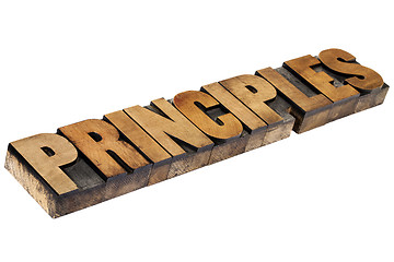 Image showing principles word in wood type
