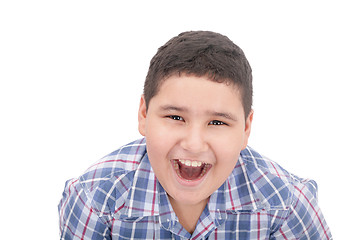 Image showing A boy screaming loud with mouth wide open 