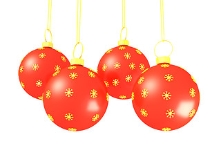 Image showing red christmas balls, isolated on white