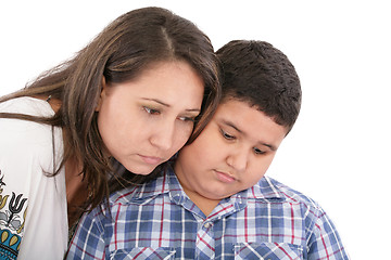 Image showing Mother comforting her son 