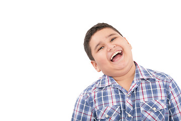 Image showing Portrait of happy cute little boy laughing 