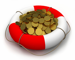 Image showing Coins in lifesaver.