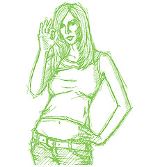 Image showing Sketch Cute Woman Shows OK