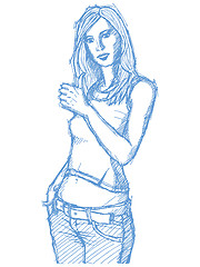 Image showing Sketch cute woman shows well done