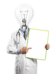 Image showing Lamp Head Doctor Man With Empty Board