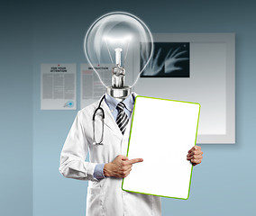 Image showing Lamp Head Doctor Man With Empty Board