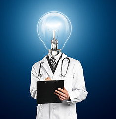 Image showing Lamp Head Doctor Man With Stethoscope