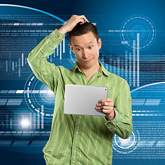 Image showing Business Man With Touch Pad