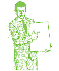 Image showing Sketch businessman with empty write board