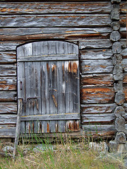 Image showing Wooden door in an old cottage