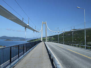 Image showing Huge steel suspension bridge