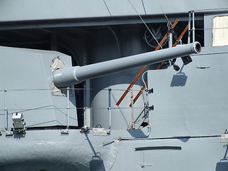 Image showing Battleship cannon - military detail