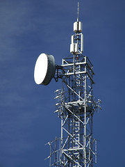 Image showing Wireless GSM transmitter tower top