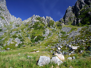 Image showing Mountain landscape - rockfall valley