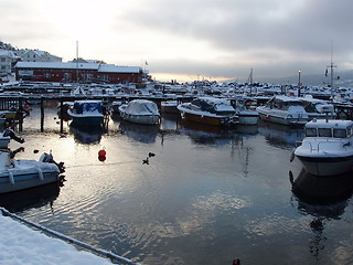 Image showing Drøbak harbor in the winter