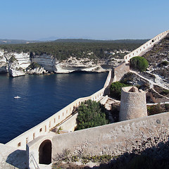 Image showing Bonifacio bay seen from the genovese fortifications
