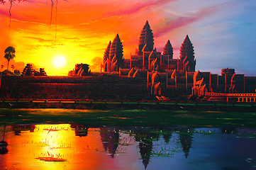 Image showing Sunrise at Angkor Wat,Cambodia