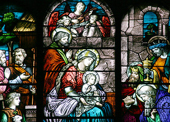 Image showing Stained Glass - Nativity Scene