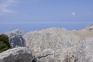 Image showing beautiful landscape panorama with mountain and mediterranean sea