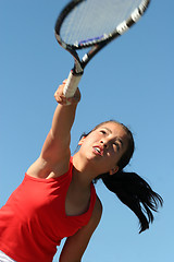 Image showing Girl playing tennis