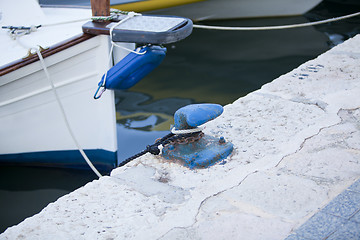 Image showing fishing boat in summer outside in sea at harbour