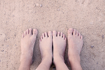 Image showing barefoot in the sand in summer holidays relaxing