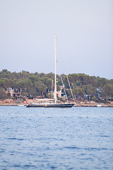 Image showing fishing boat in summer outside in sea at harbour