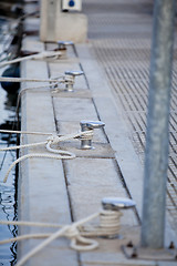 Image showing fishing boat in summer outside in sea at harbour