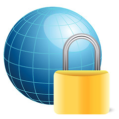 Image showing blue globe and golden padlock 