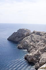 Image showing beautiful riffs rock stone sea ocean in summer